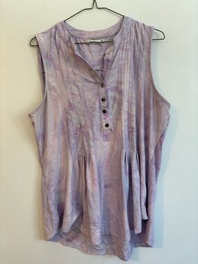 Ricki’s Bohemian Peasant Sleeveless Blouse Purple Tye Dye Muscle Tank Top Large
